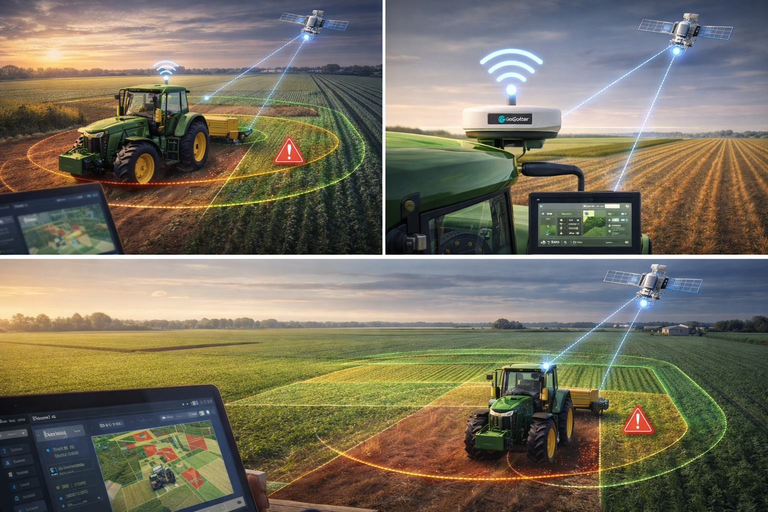 GeoGotar precision agriculture tracking tractors and farming equipment with RTK positioning and geofence zones